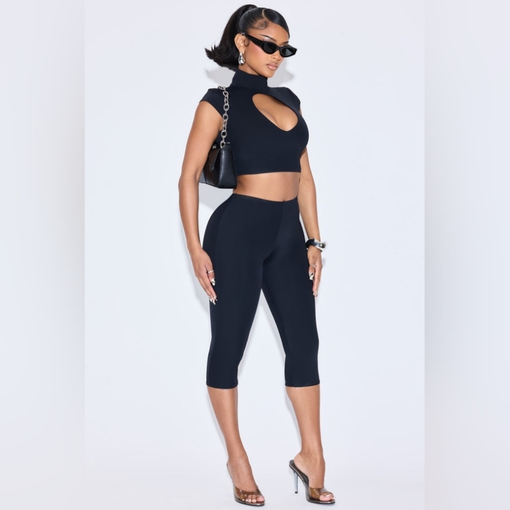 NEW! Women's Black Crop Top and Pants Set